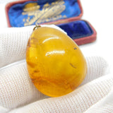 Large Victorian Natural Baltic Amber Drop Pendant Antique c1860