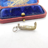 Sterling Silver Canoe Boat Charm Pendant Vintage c1970