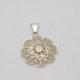 Sterling Silver Filigree Flower Charm Pendant Vintage c1970