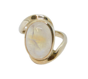 Sterling Silver Moonstone Cabochon Curvy Studio Style Ring Vintage c1970 Size P