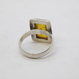 Sterling Silver & Baltic Amber Set Dress Ring Vintage c1970 Size J UK