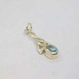 Sterling Silver Blue Topaz Celtix Style Drop Charm Pendant Vintage c1970