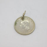 Sterling Silver George VI Sixpence Coin Charm Pendant Vintage c1946