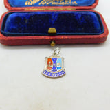 Sterling Silver and Coloured Enamel Travel Shield 'Cardigan' Charm Vintage c1970