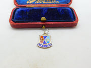 Sterling Silver and Coloured Enamel Travel Shield 'Cardigan' Charm Vintage c1970