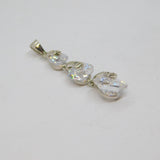 Sterling Silver CZ Triple Graduating Rounds Drop Pendant Contemporary c2000s