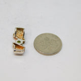 Sterling Silver  Peridot Set Angled Drop Charm Pendant Vintage c1970