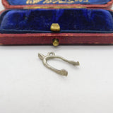 Sterling Silver Lucky Wishbone Charm Pendant Vintage c1970