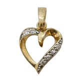 Sterling Silver Gilt & Paste Set Heart Drop Pendant Vintage c1990s