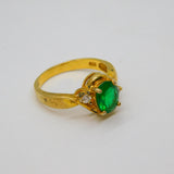 Sterling Silver Gilt Emerald & Spinel Twist Front Ring Vintage c1990s Size S