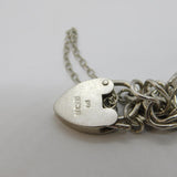 Sterling Silver Curb Link Charm Bracelet Heart Lock Clasp Vintage Birmingham