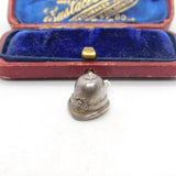 Sterling Silver Police Helmet Traditional Charm Pendant Vintage c1970