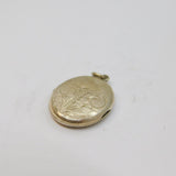 Sterling Silver Foliage Design Oval Locket Charm Pendant Vintage c1970