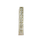 Sterling Silver Clear Stone Channel Set Stick Drop Pendant Vintage c1970