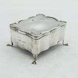 Victorian Sterling Silver Paw Foot Jewellery Box Antique 1901 Birmingham