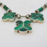 19th Century Scottish Sterling Silver & Malachite Padlock Panel Necklace Antique