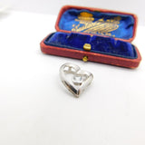 Sterling Silver Diamond Paste Heart Charm Pendant Vintage c1970