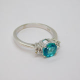 Sterling Silver Blue & White Sapphire Dress Ring Vintage c1970 Size N