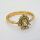 9ct Yellow Gold, Pear-Cut Citrine & Diamond Dress Ring Vintage Birmingham