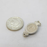 Sterling Silver Malachite & Pearl Drop Charm Pendant Vintage c1970s