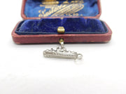 Sterling Silver Battleship Charm Pendant Vintage c1970
