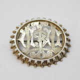 Victorian Sterling Silver Monogram Initials Sweetheart Brooch Antique c1880