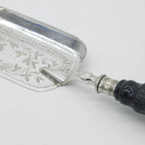 Edwardian Resin Handled Silver Plated Crumb Tray Floral & Maze Pattern Antique