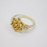 Sterling Silver 7 Citrine & White Sapphire Cluster Ring Vintage c1970 Size N 1/2