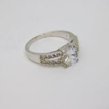 Sterling Silver Paste Set Split Band Dress Ring Vintage c1970 Size Q