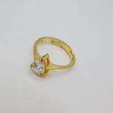 Gold On Sterling Silver Paste Peardrop Adjustable Ring Modern c1990 Size M 1/2