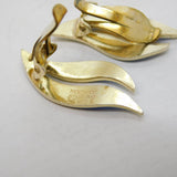 Aksel Holmsen Sterling Silver Gilt Blue Enamel Feather Clip-On Earrings Vintage