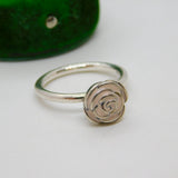 PANDORA Sterling Silver White Enamel Spring Flower Band Ring Vintage c2000