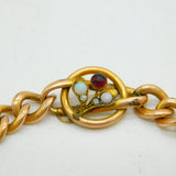 Edwardian Rolled Gold, Opal & Garnet Charm Bracelet Antique c1910s