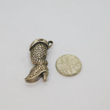 Sterling Silver Western Boot With Red Crystal Set Star Pendant Vintage c1970s