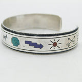 Navajo Sterling Silver Hardstone Stone Bangle Bracelet Vintage c1950s