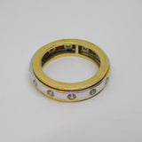 Gold On Sterling Silver 12 Stone CZ Set Spinning Ring Vintage c1970 Size R 1/2