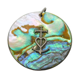 Sterling Silver Large Abalone Hope & Charity Charm Pendant Vintage c1970s