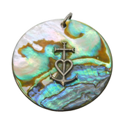 Sterling Silver Large Abalone Hope & Charity Charm Pendant Vintage c1970s