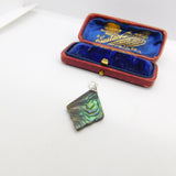 Sterling Silver Abalone Diamond Shape Charm Pendant Vintage c1970