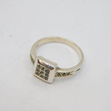 Sterling Silver Blue Topaz Square Front Dress Ring Vintage c1990 Size P 1/2