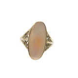 Sterling Silver Mother Of Pearl Ellipse Dress Ring Modern c1990 Size Q
