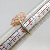 Sterling Silver Pink CZ Leaf Style Statement Ring Vintage c2000 Size V 1/2