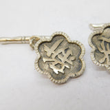Chinese Sterling Silver Character Form Bamboo Style Cufflinks Antique c1930