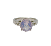 Sterling Silver Lavender Quartz Solitaire Dress Ring Modern c1990 Size L 1/2