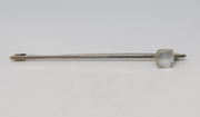 19th Century Sterling Silver & Cabochon Moonstone Bar Brooch Antique c1880