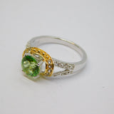 Sterling Silver & Gilt Peridot & Spinel Dress Ring Vintage c1970 Size N 1/2