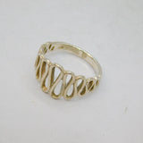 Sterling Silver Graduating Band Wave Pattern Dress Ring Vintage c1970 Size M