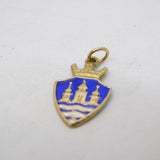 Sterling Silver Gilt & Enamel Shield Form Crested Charm Pendant Antique c1930