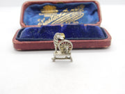 Sterling Silver Spinning Wheel Charm Pendant Vintage c1970