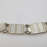 Sterling Silver Lined Pattern Panel Bracelet Antique c1940s Art Deco